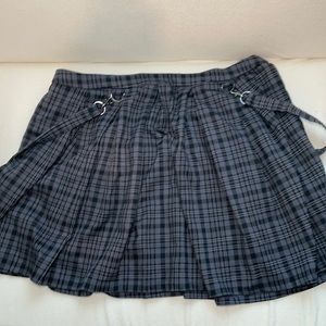 Grey Pleated Suspender Skirt